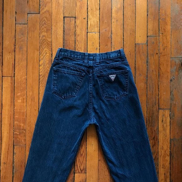 Vintage 80s Guess Jeans Georges Marciano Design Women Dark Blue High Waist Jeans - Picture 3 of 4